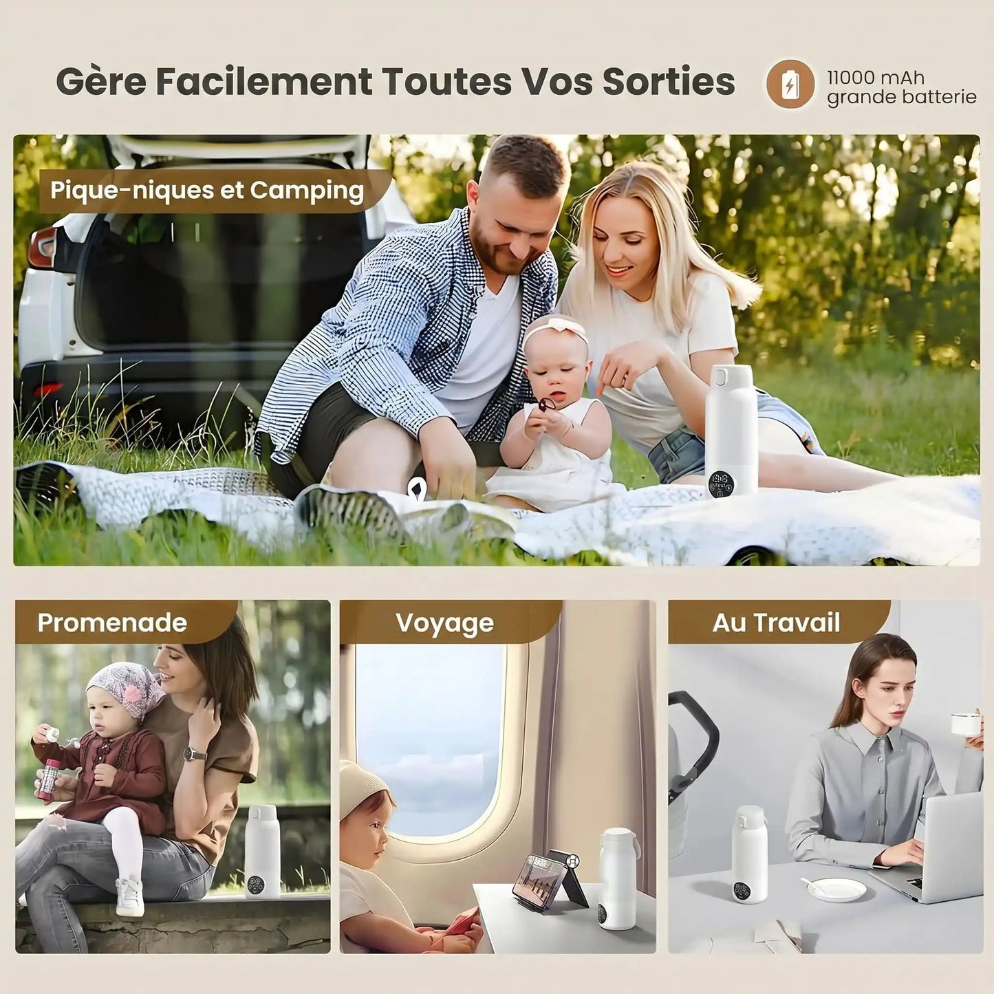 Chauffe Biberon Nomade LactoGo | Isotherme 24h - Hanagamise
