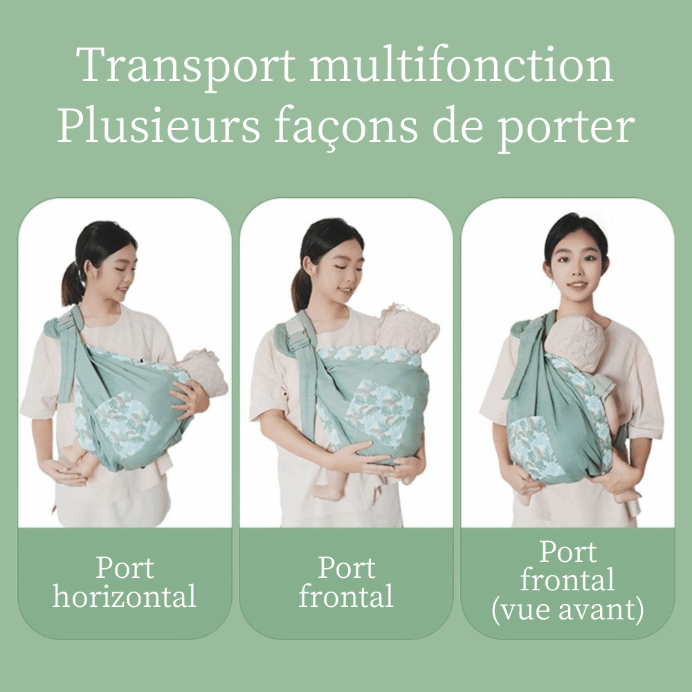 Porte-bébé souple Portelien porté de multiple façon
