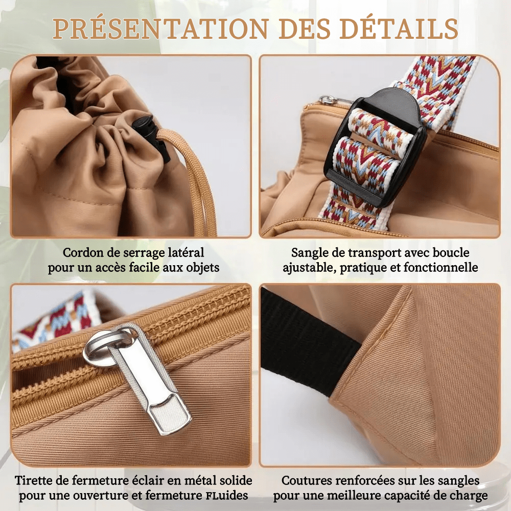 sac a langer detail zip poche cordon sangle large capacite ajustable